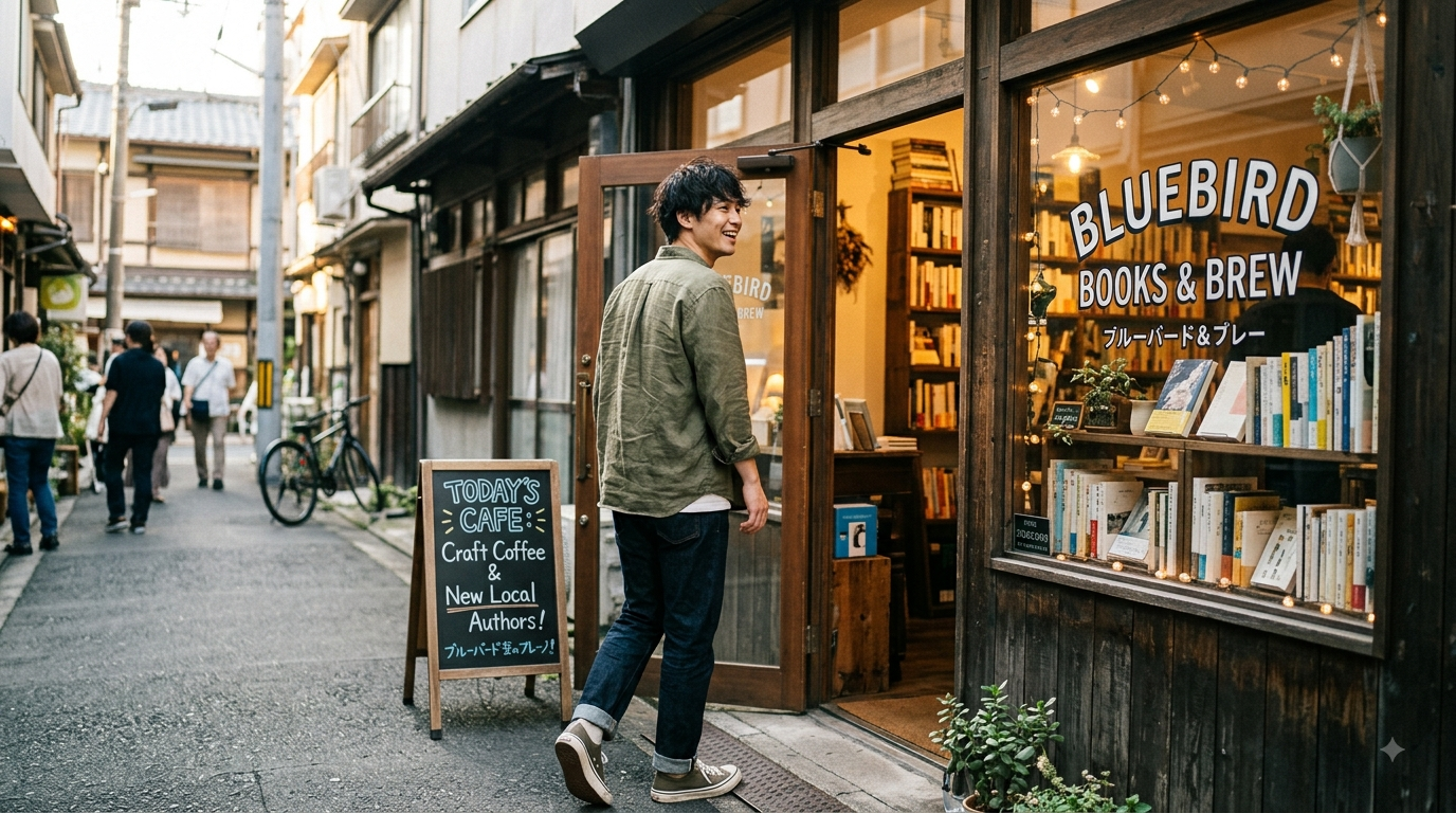 寄り道する男性